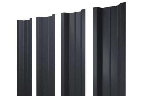 Штакетник П-образный B с прямым резом 0,5 Satin RAL 7024 мокрый асфальт