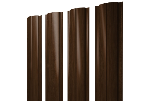 Штакетник Полукруглый Slim с прямым резом 0,45 Print Elite Choco Wood TwinColor