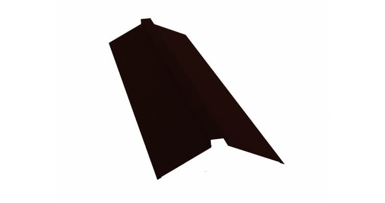 Планка конька плоского 150х40х150 GreenCoat Pural BT, matt RR 32 темно-коричневый (RAL 8019 серо-коричневый) (2м)