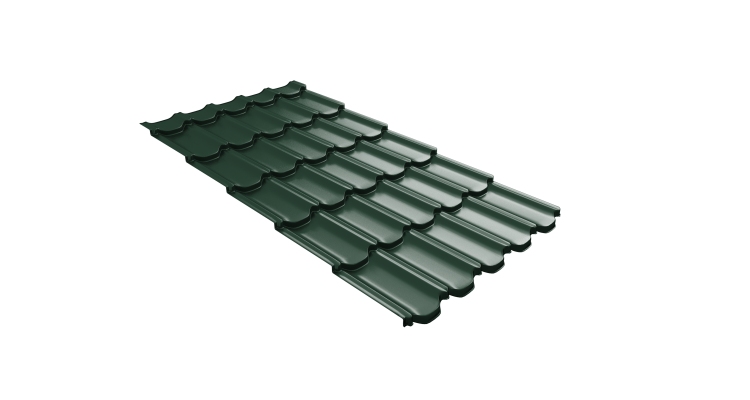Металлочерепица  квинта плюс Grand Line c 3D резом 0,45 Drap TX RAL 6005 зеленый мох