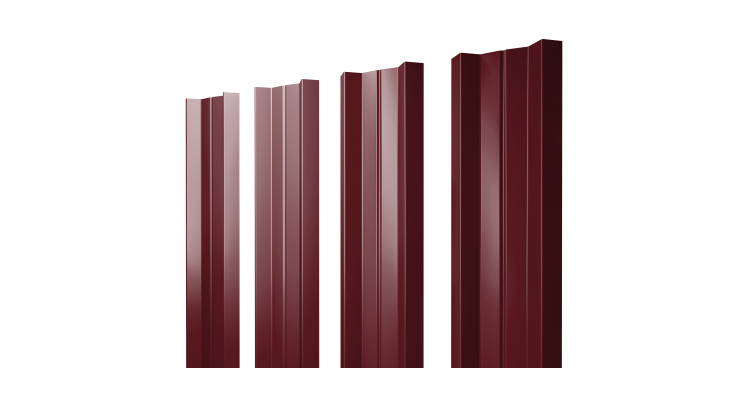 Штакетник М-образный А с прямым резом 0.5 Satin Matt RAL 3005 красное вино