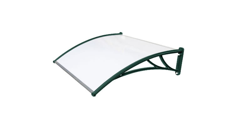 Козырек Krovent из поликарбоната 1500х930х280 молочный (зеленый кронштейн)